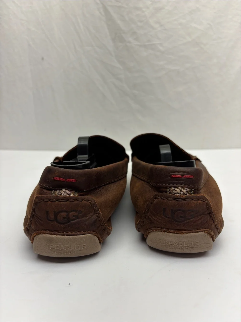 UGG Men's Brown Leather Slip-On Driving Moccasins, SZ 9.5, box 19